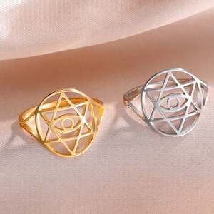 Anillo de Mujer <span class=keywords><strong>con</strong></span> <span class=keywords><strong>Ojo</strong></span> Turco Myshape, Símbolo del <span class=keywords><strong>Ojo</strong></span> que Todo lo Ve, Amuleto de Protección, Anillo de Boda de Acero Inoxidable, Venta al por Mayor - Product Image 3