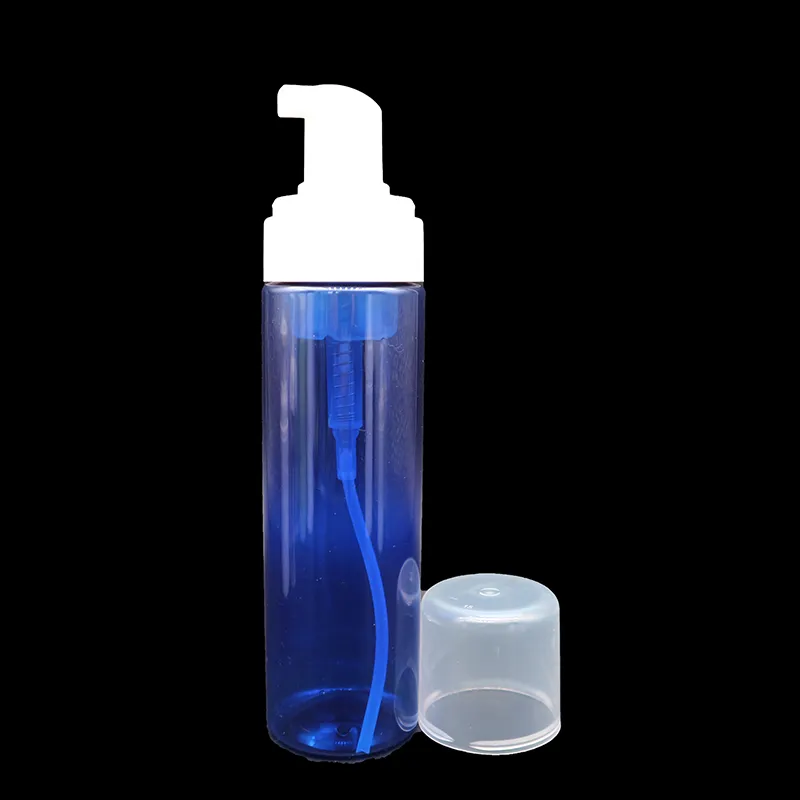 Frasco de espuma para pet 30ml, frasco de espuma cosmético transparente azul e branco, 30ml, 50ml, 100ml, 150ml, 200ml