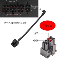 Cable Adaptador de Alimentación de 8 Pines a DC, Conector de Módulo de Fuente de Alimentación de 8 Pines a DC2.5 en Ángulo, Cable Modular de 8 Pines ATX/PCIE a DC