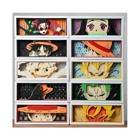 159 modèles de lampes d'ambiance LED RVB colorées pour chambre à coucher, alimentées par piles, avec affiches d'anime et dessins animés, en papier découpé 3D et impression par découpe