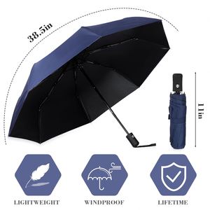 Parapluie de voyage moderne pliable, entièrement automatique, à trois plis, avec armature en fibre de verre, coupe-vent, petit, mini, portable, couleur personnalisable - Product Image 3