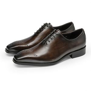 New Style Men's Lace up Business Formal Leather <b>Shoes</b> Handcrafted Cowhide Breathable Oxford Dress <b>Height</b> <b>Increasing</b> Autumn - Product Image 3