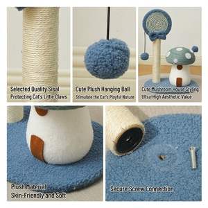 Adorabile <span class=keywords><strong>Tiragraffi</strong></span> a Forma di Fungo con Palla Giocattolo Sospesa per Gatti di Piccola e Media Taglia, Torre <span class=keywords><strong>Tiragraffi</strong></span> in Sisal - Product Image 6