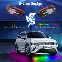 6 Pcs Lampu LED RGB Dream Color Strip untuk Mobil, Efek Neon Chasing, Kontrol via Aplikasi, Tahan Air IP67, 1800 Lumens