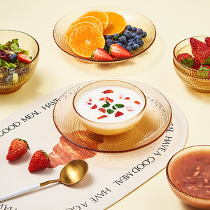 Tazón de Vidrio con Diseño de Puntos Ámbar, Apto para Microondas, Modelo 2025, Juego de Vajilla para el Hogar, Tazón Individual para Arroz, Tazón para Sopa - Product Image 2