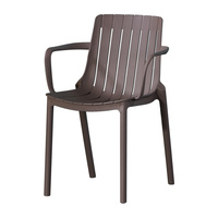Chaise à bras en plastique blanc empilable résistante aux intempéries, chaise de salle à manger ventilée à lattes pour bistrot et restauration