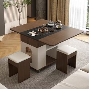 Modern Tea <b>Table</b> With Storage And Wheels Living Room Coffee <b>Table</b> <b>Folding</b> Side <b>Table</b> For Home Use - Product Image 3