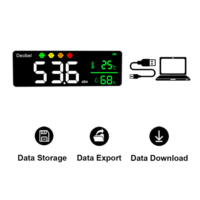 Data Storage Detector Sound Level Meter Wall  Mount  Decibel Meter for Ear Health Sound Frequency Tester Display Screen