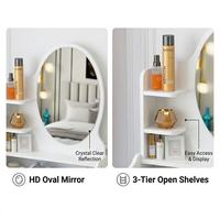 Ensemble coiffeuse moderne avec miroir et tabouret rembourré en panneau MDF, réglable, économique, pour chambre à coucher, petit espace, hôtel, maquillage princesse