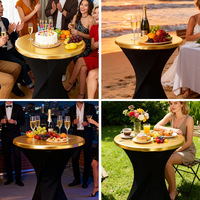 Spandex dorure or Table à Cocktail couvre solide pour la fête de mariage événement anniversaire maison salon Table à manger décor