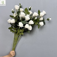2024 Herbst 73cm Künstliche Staubige Rose Blumenspray Echt Aussehende Seiden-Latex-Beschichtete Rost-Verbrannte Orange Vintage Hochzeits-Heimdekoration