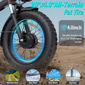 Bicicleta Eléctrica Enduro de 20 Pulgadas con Frenos Hidráulicos, Neumáticos Anchos, Motor Dual, Plegable, para Ciudad, Bicicleta Eléctrica para Adultos - Product Image 6