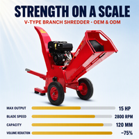 Broyeur de bois Kesen Dual Power 15HP, 420cc, 120mm, démarrage électrique à essence, moteur Loncin 2T/H, capacité 2T/H, remorque, jardin