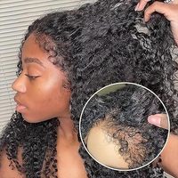 Perruque Lace Front HD 13x4 Afro Kinky Curly prête à être expédiée, cheveux vierges brésiliens pré-épilés, densité 180%, sans colle