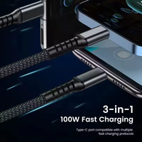 Câble de charge avec logo, 1,2 mètre, câble USB 3 en 1 vers type C vers micro pour IP 14 15, lumière nocturne, câble USB rapide 100W