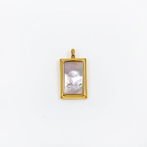 Delicado colgante de concha de turquesa de oro de 18 quilates, collar de piedra de ónix de malaquita esmaltada de lapislázuli cuadrado de acero inoxidable para hombres - Product Image 6