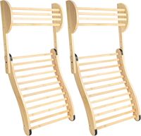 2 pièces : Repose-dos de sauna réglable en bambou avec coussin cervical ajustable et patins antidérapants en caoutchouc