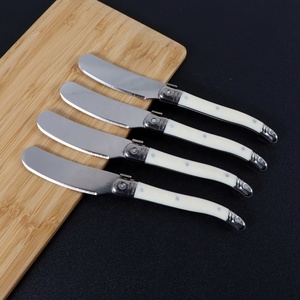 Couteau à beurre <span class=keywords><strong>Laguiole</strong></span> en acier inoxydable avec manche en plastique blanc, spatule à beurre multifonctionnelle, épandeur de confiture, trancheur à gâteau, trancheur à <span class=keywords><strong>fromage</strong></span> - Product Image 3