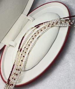 Cadena de lujo Rubí 18K Oro sólido Collar de perlas de agua dulce Gargantilla personalizada de lujo para mujeres Collar de perlas de piedras preciosas - Product Image 6