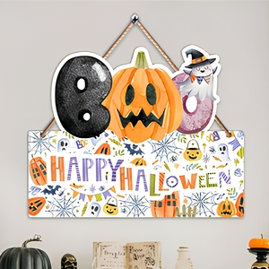 Décoration murale suspendue Halloween : Panneau « Boo Happy Halloween », citrouille et fantôme pour fête - Product Image 5