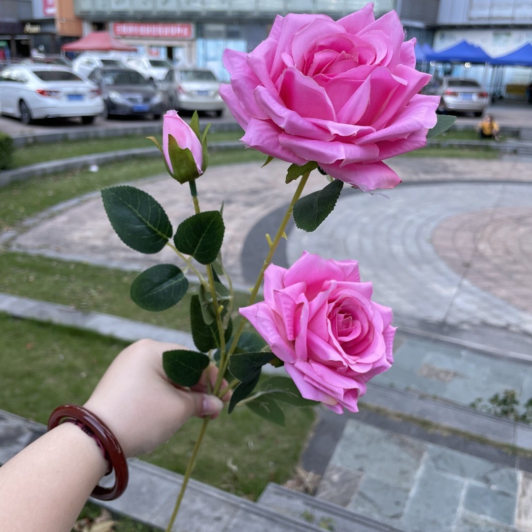 3 têtes diamant rose clair rose rouge