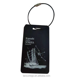 공장 공급 골동품 패션 블랙 알루미늄 금속 정사각형 양극 산화 처리 된 레이저 스탬핑 개 ID Tags 교수형 구멍이있는 수하물 태그 - Product Image 1