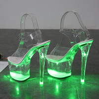 Sandales à Talons Hauts Lumineuses Sexy Plateforme Nuit Club Chaussures de Danse Poteau pour Dames
