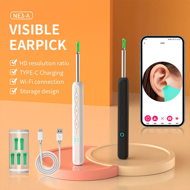 NE3-A New Electric Split - Type Cleaner Ear Wax Removal-Earwax Removal Ear Cleaner with Camera with Light Kids Kit