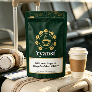 Café Instantáneo Orgánico en Polvo con Mezcla de Raíces de Plantas, 10 Sobres Individuales Desechables de 10g, Bolsa Reutilizable Verde Oscuro con Impresión Personalizada - Product Image 4