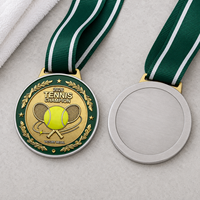 Médaille de sport de tennis personnalisée plaquée or, en métal émaillé, avec ruban, pour champion de tournoi, souvenir, prix