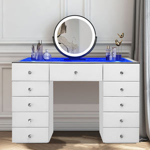 Coiffeuse en verre avec tiroirs Ensemble de meubles de <span class=keywords><strong>chambre</strong></span> à coucher de haute qualité Coiffeuse de maquillage avec 2 grands garçons - Product Image 4