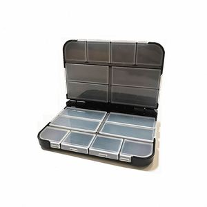 Boîte à pilules portable haut de gamme en PP pour 7 jours (matin et soir), 14 compartiments avec couvercles à clipser sécurisés, noire - Product Image 1