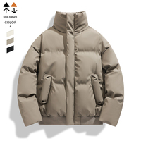 Blouson Bomber d'Hiver Épais Style Streetwear Zippé Brodé Col Montant Ample 100% Polyester Manteau Chaud Rembourré pour Homme
