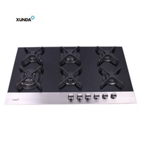 Xunda 90cm mode prix compétitif verre haut gaz multi-cuiseur 6 brûleurs cuisinière à gaz plaque de cuisson 6 brûleurs tables de cuisson