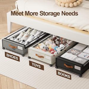 Under Bed Shoe <b>Storage</b> Organizer Rolling Metal Drawer <b>Clothes</b> Under Bed <b>Storage</b> with Wheels - Product Image 4
