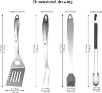 Nouvel ensemble d'ustensiles de barbecue 2026 – Kit de grillades 4 pièces en acier inoxydable : spatule, fourchette, pinces, pinceau à badigeonner