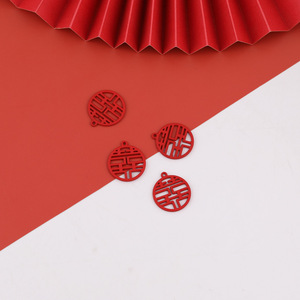 Colgante de aleación estilo chino Doble Felicidad, dijes temáticos de boda en oro rojo, accesorios de joyería DIY - Product Image 3
