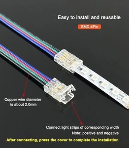 Conector <span class=keywords><strong>de</strong></span> tira LED RGB multicolor SMD COB <span class=keywords><strong>de</strong></span> 4 pines, 8 mm, 10 mm, conector <span class=keywords><strong>de</strong></span> tira LED <span class=keywords><strong>de</strong></span> <span class=keywords><strong>esquina</strong></span> <span class=keywords><strong>de</strong></span> 4 pines sin soldadura - Product Image 6