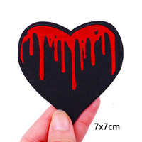 Patch Bordir Tempel Kain Motif Hati Api, Aplikasi Huruf Punk, DIY untuk Perbaikan Pakaian, Terlaris