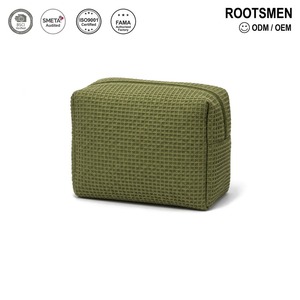 Sac cosmétique vintage en tissu gaufré, personnalisation ODM OEM, certifié BSCI, trousse de maquillage de voyage avec fermeture éclair, couleur et logo personnalisés, ROOTSMEN AA5392 - Product Image 1
