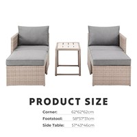 Ensemble de meubles d'extérieur modernes en rotin et bois, chaise longue, canapé-lit avec coussin pour jardin, terrasse et salon