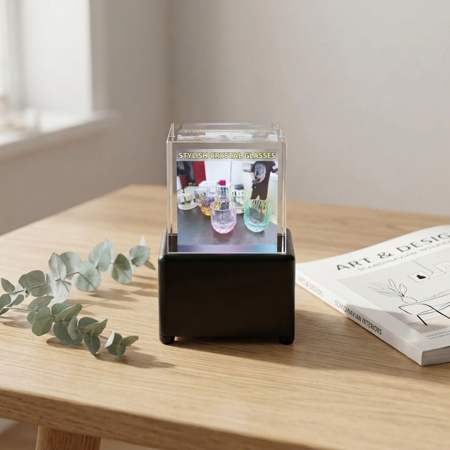 3D Holographic Projector Bluetooth Speaker Dynamic Visual Lyrics Display Desktop Crystal Speaker for Home Decor Premium Gift