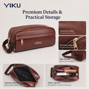 Trousse de Toilette Personnalisée YIKU pour Hommes en <span class=keywords><strong>Cuir</strong></span> PU, Grande Capacité, Sac de Voyage Organisateur, Fabricant OEM ODM Marque Privée - Product Image 4
