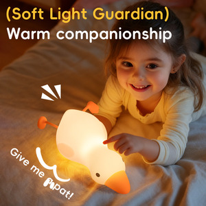 Lying Flat <b>Duck</b> Patting Lamp Silicone Rechargeable Night <b>Light</b> For Bedroom Children Sleep Companion Eye Protection - Product Image 5