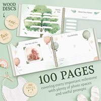 Livre de mémoire pour bébé de 100 pages Disques d'étape mensuels pour bébé inclus Albums photo de scrapbooking avec espaces pour les moments importants