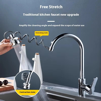 Keran dapur Aerator, keran dapur Model ganda Mode Universal, konektor keran ekstensi pegas, keran dapur Putar keluar