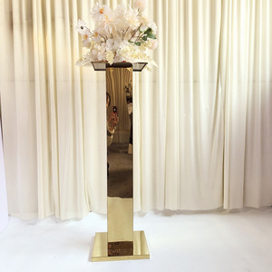 Nuevos Accesorios para Bodas al por Mayor, Decoración de Acero Inoxidable Dorado para Salón de Bodas y Hotel, Centro de Mesa para Bodas, Soporte para Flores - Product Image 6