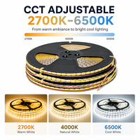 Bande LED COB624 de 20m/50m par rouleau, lumière CCT dimmable, 2700K-6500K, largeur 8mm/10mm, IRC90+, 24V, éclairage DIY