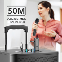 Microphone sans fil VHF, système un micro pour un haut-parleur, avec haut-parleur sur chariot et microphone USB