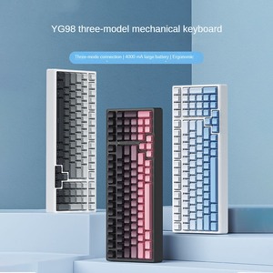 MATHEW YG98 Teclado para juegos de teclas completas Teclado personalizado intercambiable en caliente 99 teclas RGB 2,4 Ghz/Tipo-C/Bluetooth para deportes electrónicos y oficina - Product Image 2